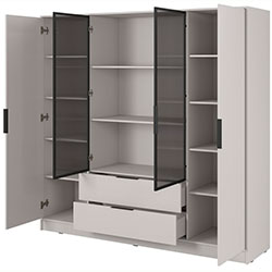 Фото Гардеробна Келлі / Kelly 4DRM з прозорими дверцятами та додатковими полицями Кашемір