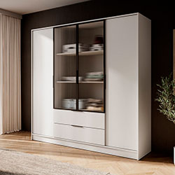 Фото Гардеробна Келлі / Kelly 4DRM з прозорими дверцятами та додатковими полицями Кашемір