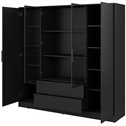 Фото Гардеробна Келлі / Kelly 4DRM з прозорими дверцятами та додатковими полицями Чорний