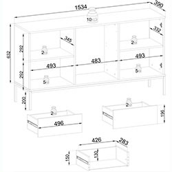 Фото Комод з підсвічуванням Сенто / Sento KSZ154 2Д 3Ш