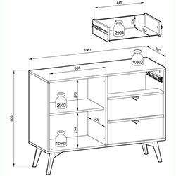 Фото Комод Форест / Forest KSZD106 1Д 3Ш Евкаліпт + Ялиця Сканді