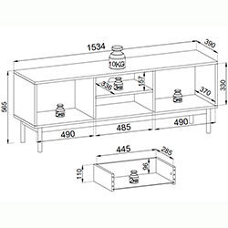 Фото Тумба під ТВ Джапанді / Japandi RTV154 2Д 1Ш Кашемір