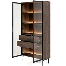 Фото Вітрина висока з підсвічуванням Лумі / Lumi 2D2S/91 2Д 2Ш Дуб Дунін