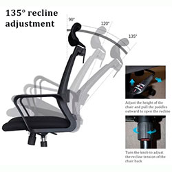 Фото Крісло комп’ютерне з підлокітниками та підголовником OC-8330 Чорний