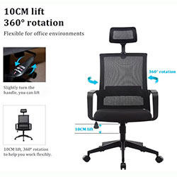 Фото Крісло комп’ютерне з підлокітниками та підголовником OC-8330 Чорний