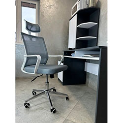 Фото Крісло комп’ютерне з підлокітниками та підголовником OC-8330W Cірий