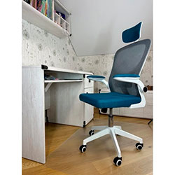 Фото Крісло обертове комп’ютерне дитяче OC-8970W Сірий + Блакитний