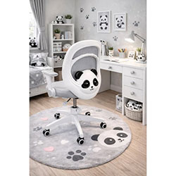 Фото Крісло поворотне дитяче з підставкою для ніг Kids Panda Gray