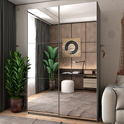 Фото Шафа купе G-Caiser 2 Дзеркала 3 частини 160х60х240 Графіт