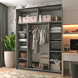 Фото Шафа купе G-Caiser 1 ДСП 1 дзеркало 3 частини 180х60х240 Графіт