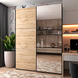 Фото Шафа купе G-Caiser 1 ДСП 1 дзеркало 3 частини 180х60х240 Графіт