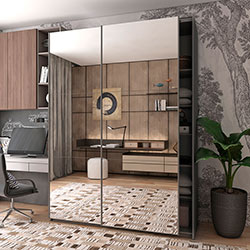 Фото Шафа купе G-Caiser 2 Дзеркала 3 частини 180х60х240 Графіт
