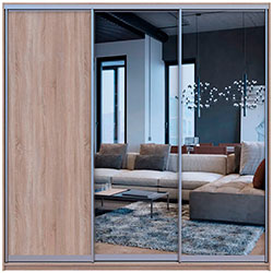 Фото Шафа купе Сіті Лайт 1 ДСП 2 Дзеркала 225х60х225