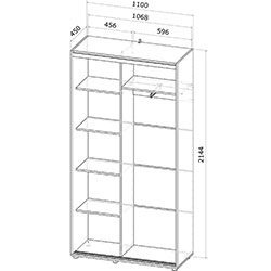 Фото Шафа купе Сігма Слім 2 ДСП 110х45х214.4