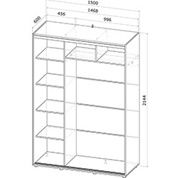 Фото Шафа купе Сігма Слім 2 ДСП 150х60х214.4