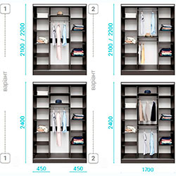 Фото Шафа-купе Комбі 1700x600