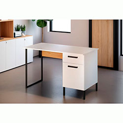 Фото Стіл письмовий 120 Santes / Сантес Білий + Дуб Крафт Золотий