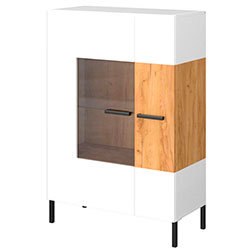 Вітрина низька 1W1D Santes / Сантес Білий + Дуб Крафт Золотий