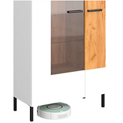 Фото Вітрина висока 1W1D Santes / Сантес Білий + Дуб Крафт Золотий