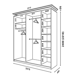 Шафа-купе 2220х600W Рим-Венеціано