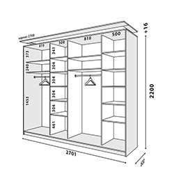 Шафа купе 2700х600 Стандарт 2200