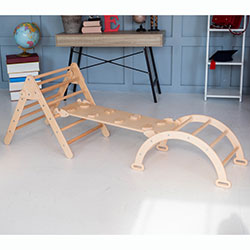 Фото Набір малий з гіркою з камінчиками Натуральне дерево (AADA001)