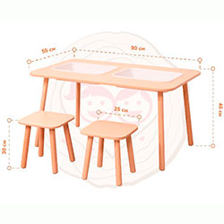 Фото Дитячий стіл з контейнерами та двома стільчиками (AAPX001)