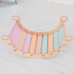 Балансувальна гойдалка Монтессорі Натуральне дерево + Пастель (AAAW011)