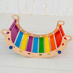 Балансувальна гойдалка Монтессорі Натуральне дерево + Веселка (AAAW005)