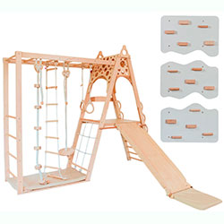  дитячий набір 4-в-1 з вігвамом та скеледромом білий + натуральне дерево (aaov001+aauz008) 