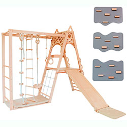 Дитячий ігровий набір 4-в-1 з вігвамом та скеледромом Сірий (AAOV001 + AAUZ072)