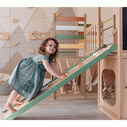 Фото Дитячий майданчик для дому Натуральне дерево + світлий (AAPC028)