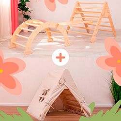Комплекс Монтессорі з палаткою на трикутник Бежевий (AAAA001+AAJU046)