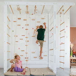 Фото Скеледром для дітей Хмаринка 6 секцій Білий + Натуральне дерево (AAUZ008_1)