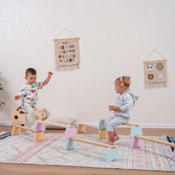 Фото Дитячий балансир Планка 3 шт Натуральний + Пастель (AABX011)